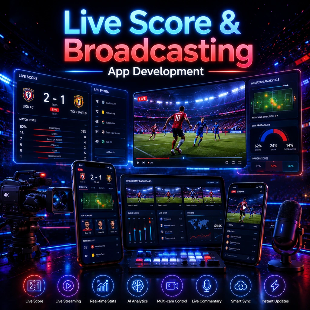 live score and broadcasting apps development services